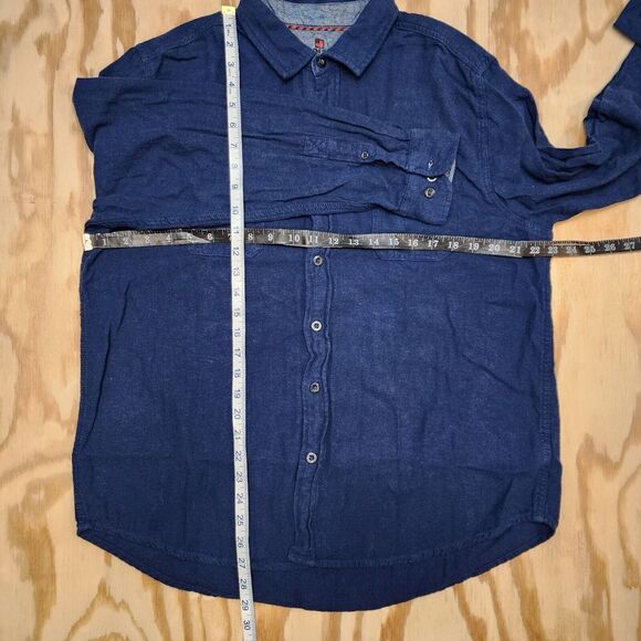 Woolrich Men's XL Blue Herringbone Flannel Shirt Button Down Long Sleeve Pockets - Picture 7 of 7